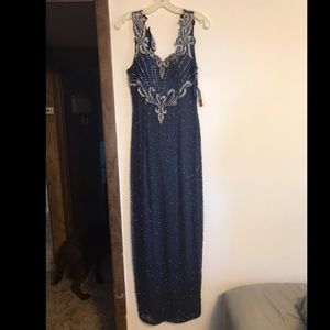 Blue bead prom dress